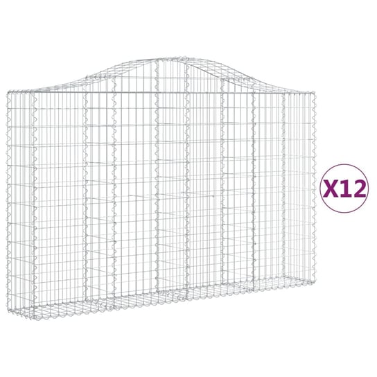 vidaXL Kosze gabionowe, 12 szt, 200x30x120/140cm, galwanizowane żelazo vidaXL