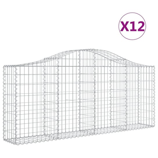 vidaXL Kosze gabionowe, 12 szt, 200x30x80/100 cm, galwanizowane żelazo vidaXL