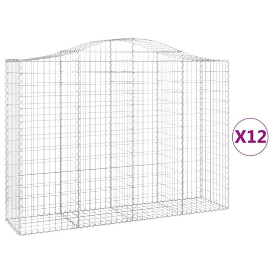 vidaXL Kosze gabionowe, 12 szt, 200x50x140/160cm, galwanizowane żelazo vidaXL