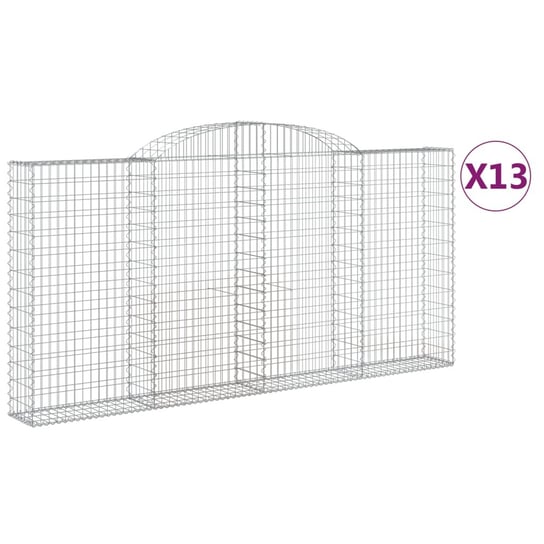 vidaXL Kosze gabionowe, 13 szt, 300x30x140/160cm, galwanizowane żelazo vidaXL