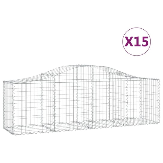 vidaXL Kosze gabionowe, 15 szt, 200x50x60/80 cm, galwanizowane żelazo vidaXL