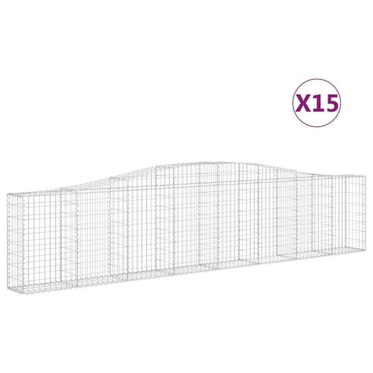 vidaXL Kosze gabionowe, 15 szt, 400x30x80/100 cm, galwanizowane żelazo vidaXL