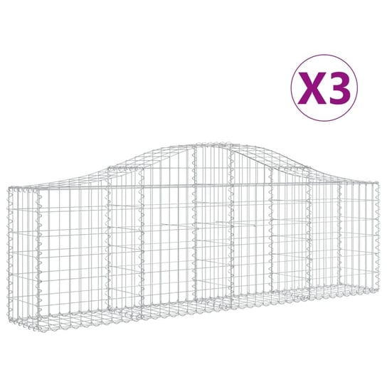 vidaXL Kosze gabionowe, 3 szt, 200x30x60/80 cm, galwanizowane żelazo vidaXL