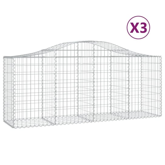 vidaXL Kosze gabionowe, 3 szt, 200x50x80/100 cm, galwanizowane żelazo vidaXL