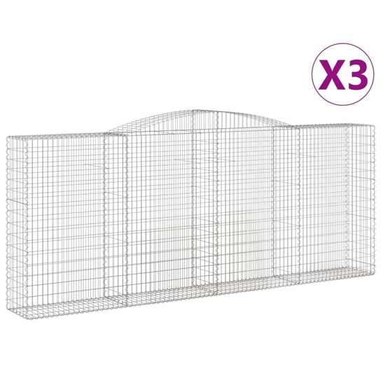 vidaXL Kosze gabionowe, 3 szt, 400x50x160/180 cm, galwanizowane żelazo vidaXL