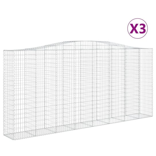 vidaXL Kosze gabionowe, 3 szt, 400x50x180/200 cm, galwanizowane żelazo vidaXL