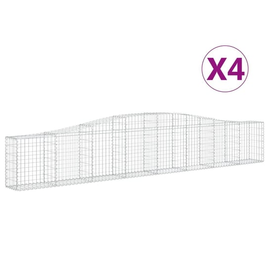 vidaXL Kosze gabionowe, 4 szt, 400x30x60/80 cm, galwanizowane żelazo vidaXL