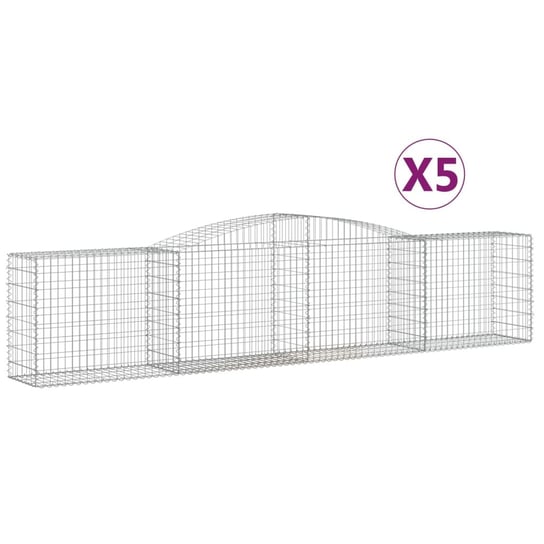 vidaXL Kosze gabionowe, 5 szt, 400x50x80/100 cm, galwanizowane żelazo vidaXL