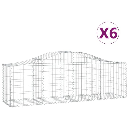 vidaXL Kosze gabionowe, 6 szt, 200x50x60/80 cm, galwanizowane żelazo vidaXL