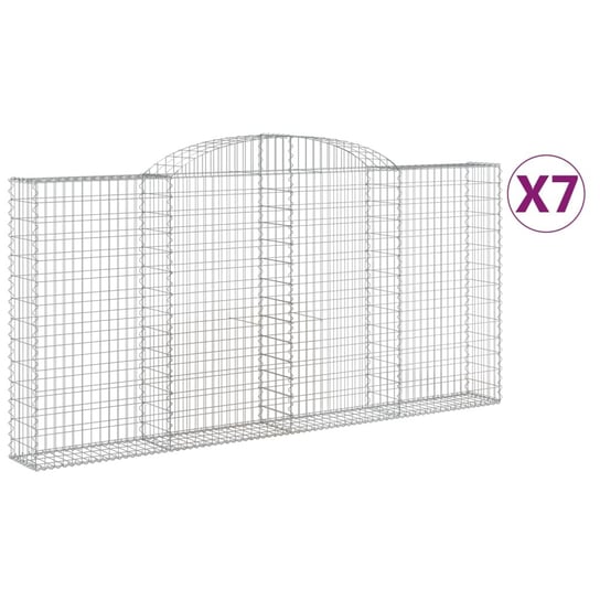 vidaXL Kosze gabionowe, 7 szt, 300x30x140/160 cm, galwanizowane żelazo vidaXL