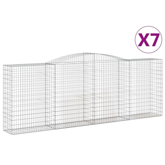 vidaXL Kosze gabionowe, 7 szt, 400x50x140/160 cm, galwanizowane żelazo vidaXL