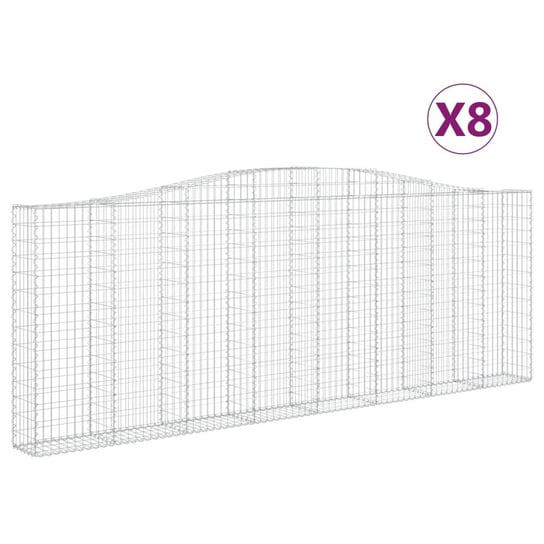 vidaXL Kosze gabionowe, 8 szt, 400x30x140/160 cm, galwanizowane żelazo vidaXL