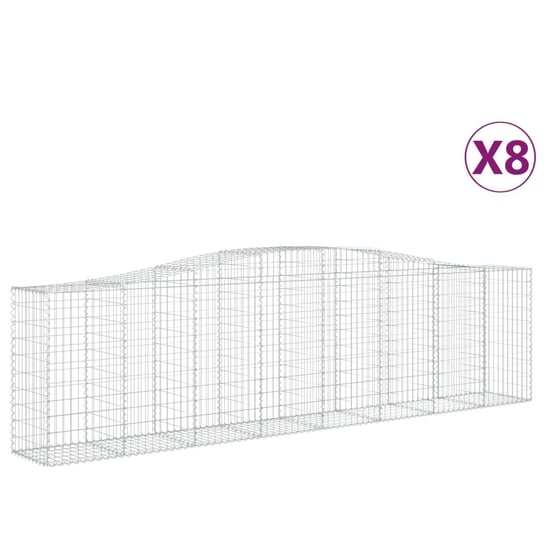 vidaXL Kosze gabionowe, 8 szt, 400x50x100/120 cm, galwanizowane żelazo vidaXL