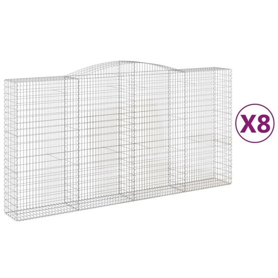 vidaXL Kosze gabionowe, 8 szt, 400x50x200/220 cm, galwanizowane żelazo vidaXL