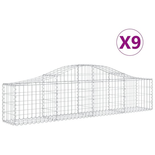 vidaXL Kosze gabionowe, 9 szt, 200x30x40/60 cm, galwanizowane żelazo vidaXL