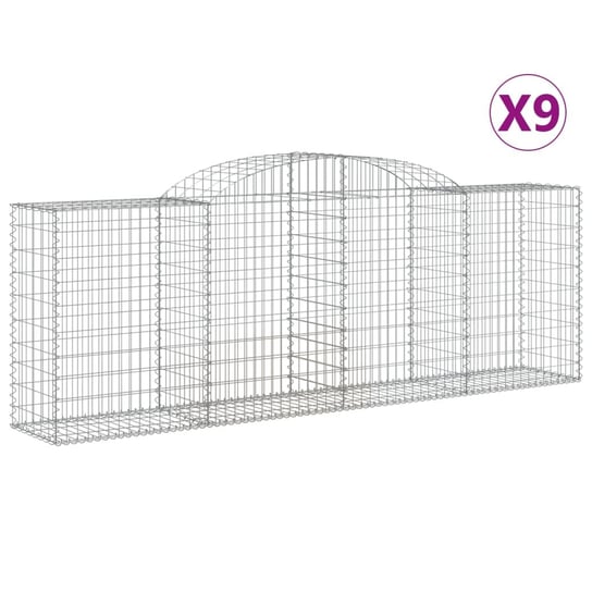 vidaXL Kosze gabionowe, 9 szt, 300x50x100/120 cm, galwanizowane żelazo vidaXL