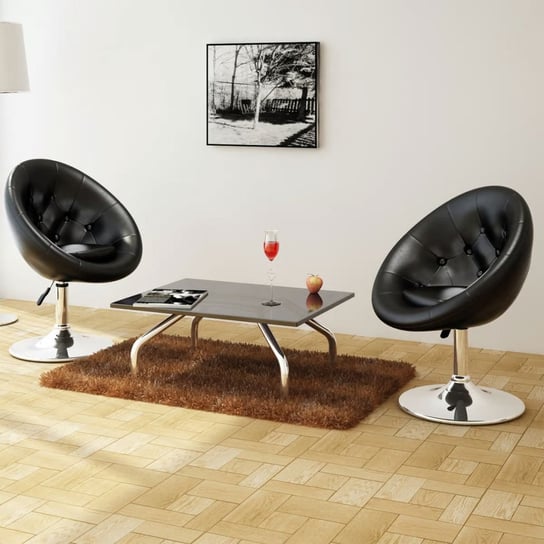 vidaXL Krzesła barowe, 2 szt., czarne, sztuczna skóra vidaXL