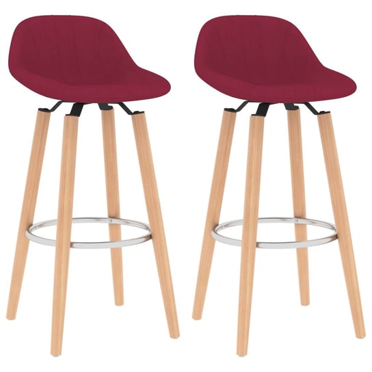 vidaXL Krzesła barowe, 2 szt., czerwone wino, tapicerowane tkaniną vidaXL