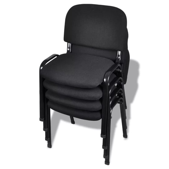 vidaXL Krzesła biurowe tapicerowane tkaniną 4 szt. sztaplowane, czarne vidaXL