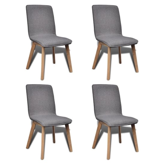 vidaXL Krzesła do jadalni, 4 szt., jasnoszare, tkanina i lity dąb vidaXL