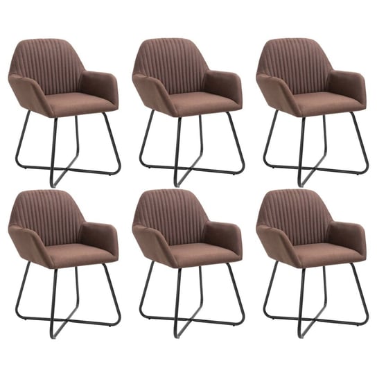 vidaXL Krzesła do jadalni, 6 szt., brązowe, tapicerowane tkaniną vidaXL