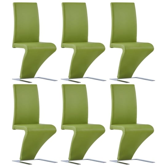 vidaXL Krzesła o zygzakowatej formie, 6 szt., zielone, sztuczna skóra vidaXL