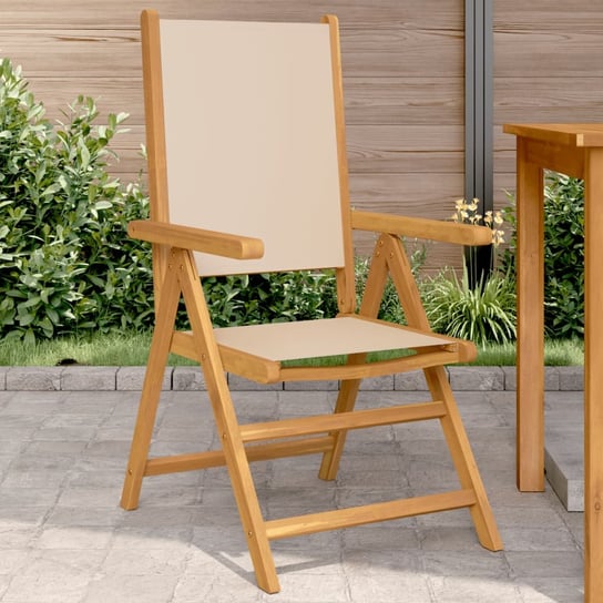 vidaXL Krzesła ogrodowe, 2 szt., beżowe, drewno akacjowe i tkanina vidaXL