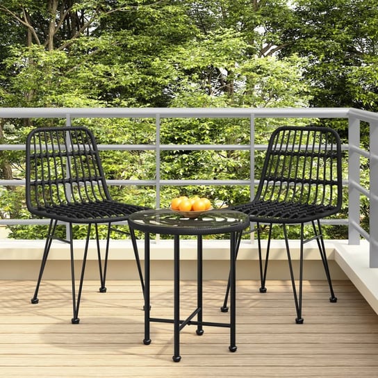 vidaXL Krzesła ogrodowe, 2 szt., czarne, 48x62x84 cm, rattan PE vidaXL