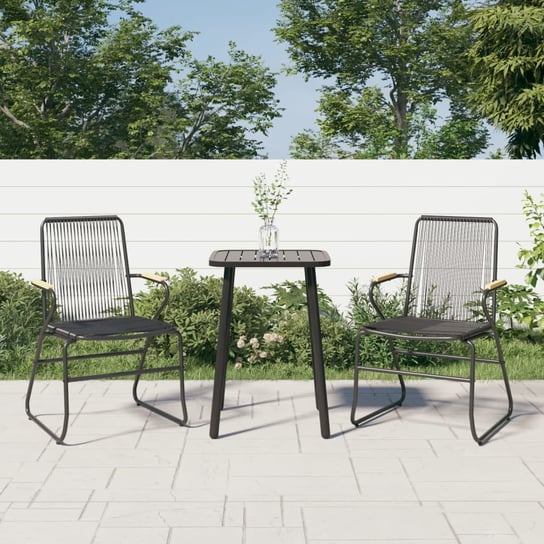 vidaXL Krzesła ogrodowe, 2 szt., czarne, 58x59x85,5 cm, rattan PVC vidaXL