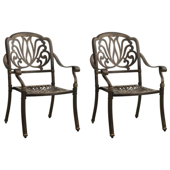 vidaXL Krzesła ogrodowe 2 szt., odlewane aluminium, brązowe vidaXL