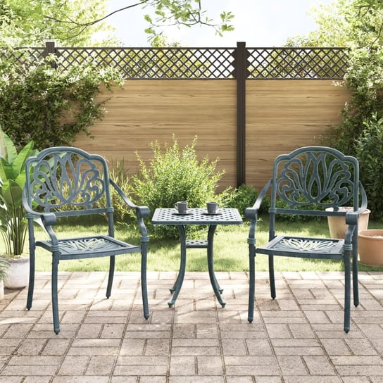 vidaXL Krzesła ogrodowe 2 szt., zielone, odlewane aluminium vidaXL