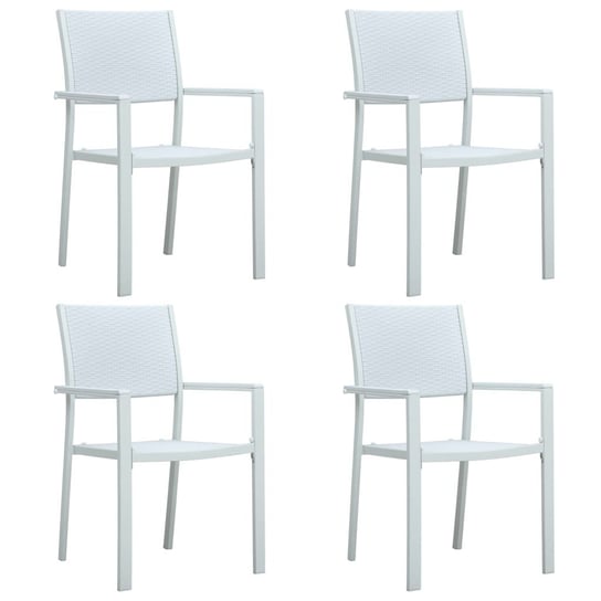 VidaXL Krzesła ogrodowe, 4 szt., białe, plastik stylizowany na rattan vidaXL