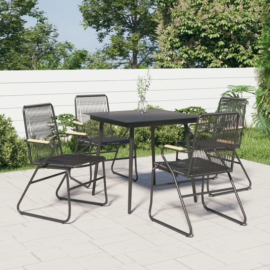 vidaXL Krzesła ogrodowe, 4 szt., czarne, 58x59x85,5 cm, rattan PVC vidaXL