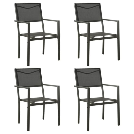 vidaXL Krzesła ogrodowe, 4 szt., stal i textilene, czarno-antracytowe vidaXL