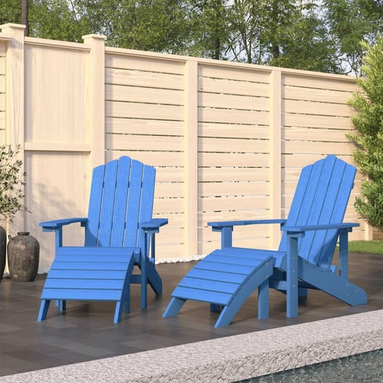 vidaXL Krzesła ogrodowe Adirondack z podnóżkami, 2 szt., niebieskie vidaXL