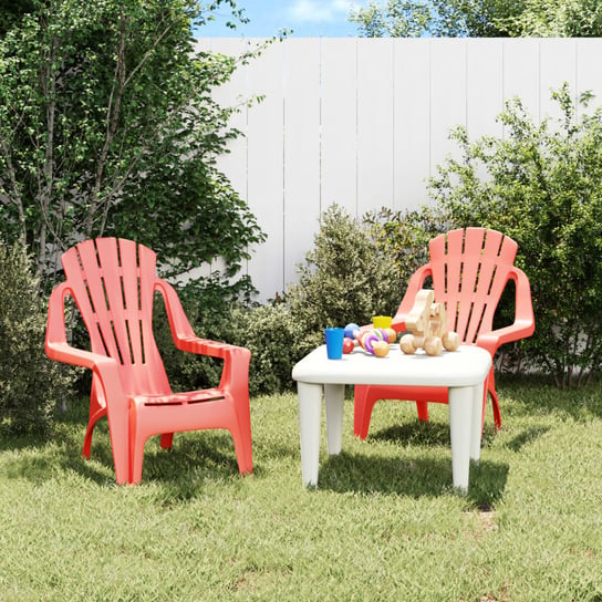 vidaXL Krzesła ogrodowe dla dzieci, 2 szt., czerwone 37x34x44 cm, PP vidaXL