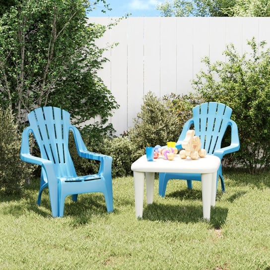 vidaXL Krzesła ogrodowe dla dzieci, 2 szt, niebieskie, 37x34x44 cm, PP vidaXL