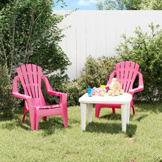 vidaXL Krzesła ogrodowe dla dzieci, 2 szt., różowe, 37x34x44 cm, PP vidaXL