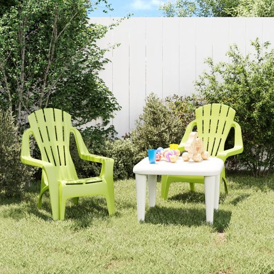 vidaXL Krzesła ogrodowe dla dzieci, 2 szt, zielone, 37x34x44 cm, PP vidaXL