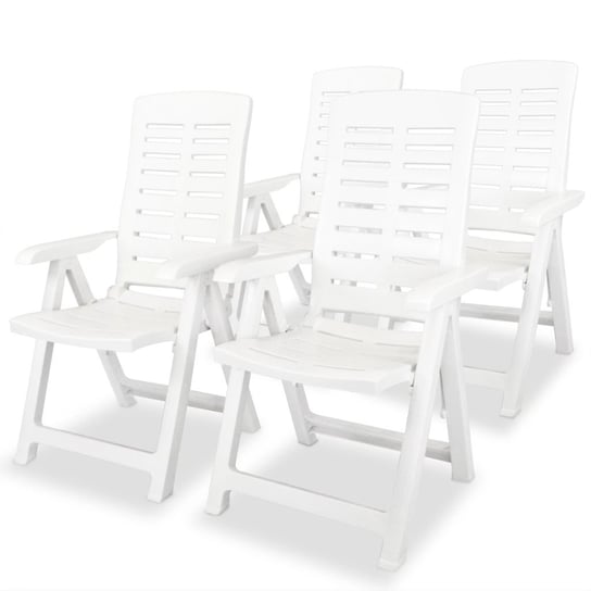 vidaXL Krzesła ogrodowe rozkładane, 4 szt., plastikowe, białe vidaXL