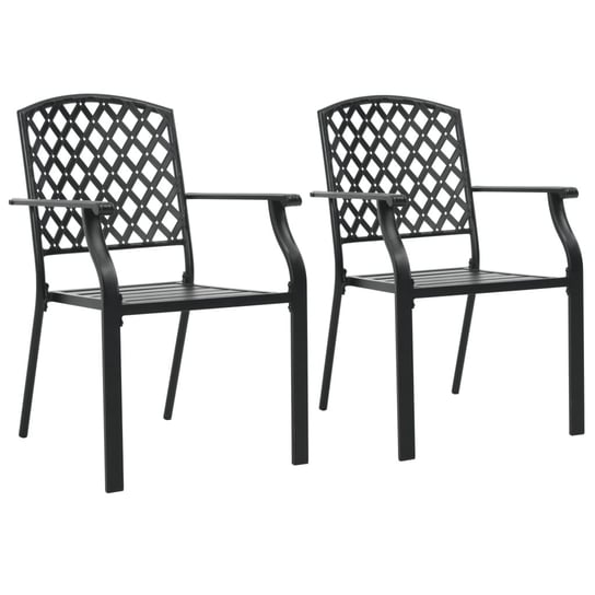 vidaXL Krzesła ogrodowe, sztaplowane, 2 szt., stalowe, czarne vidaXL