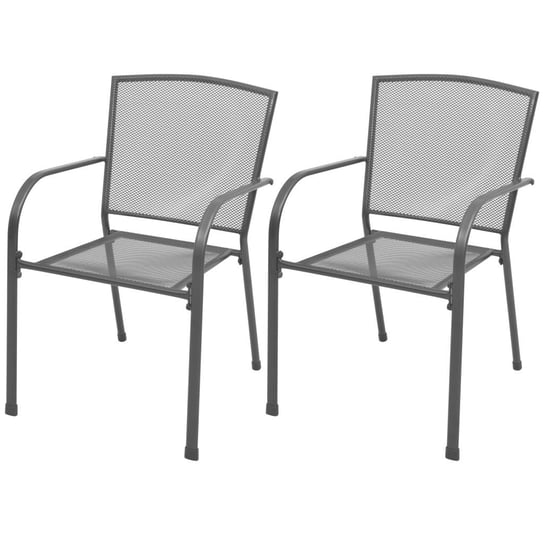 vidaXL Krzesła ogrodowe, sztaplowane, 2 szt., stalowe, szare vidaXL