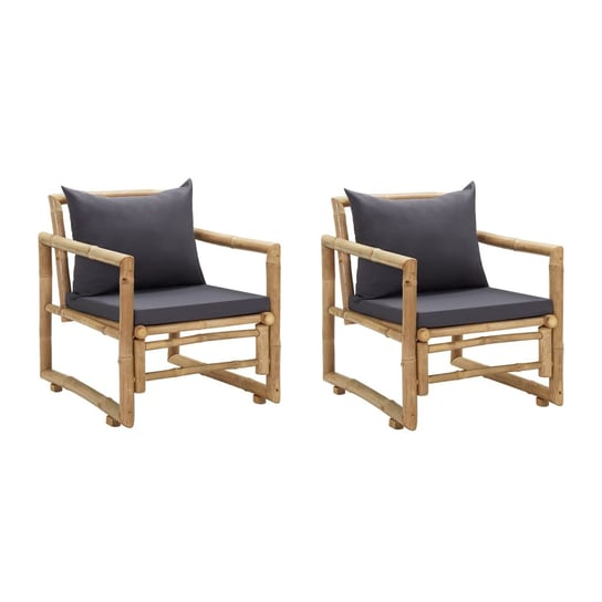 vidaXL, Krzesła ogrodowe z poduszkami, 2 szt., bambusowe vidaXL