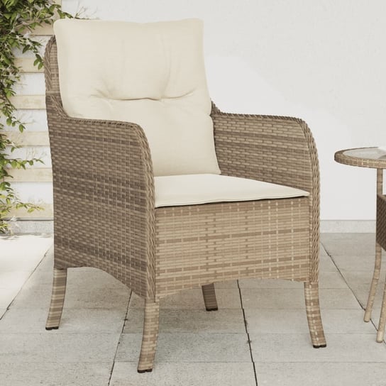 vidaXL Krzesła ogrodowe z poduszkami, 2 szt., beżowe, polirattan vidaXL