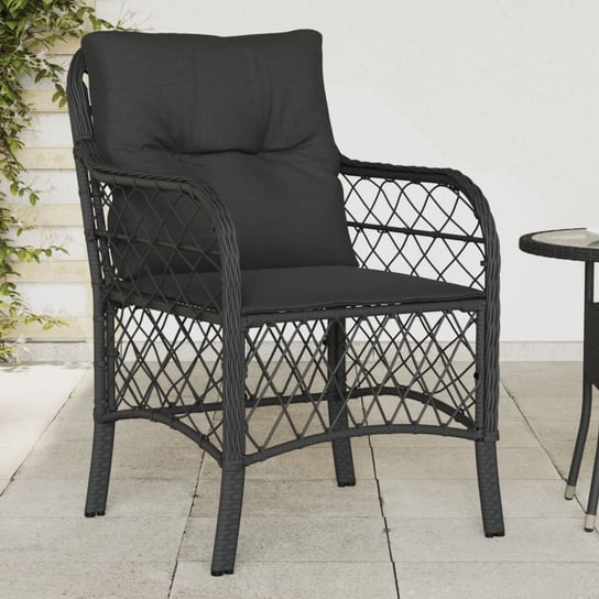 vidaXL Krzesła ogrodowe z poduszkami, 2 szt., czarne, polirattan vidaXL