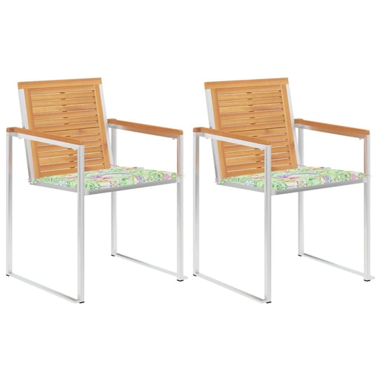 vidaXL Krzesła ogrodowe z poduszkami, 2 szt., drewno tekowe i stal vidaXL