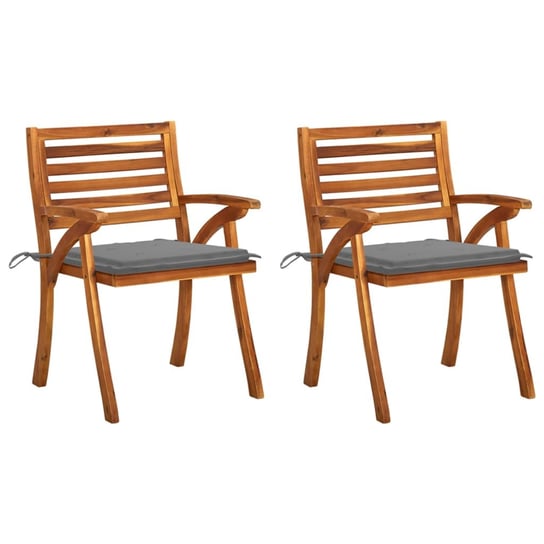 vidaXL, Krzesła ogrodowe z poduszkami, 2 szt., lite drewno akacjowe vidaXL