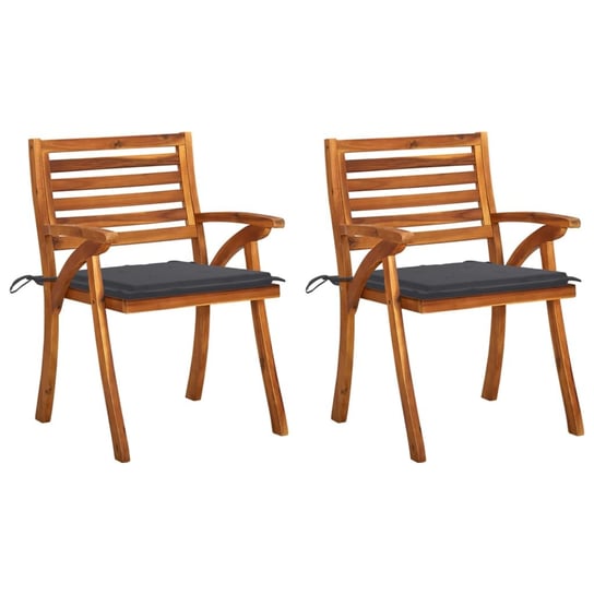 vidaXL, Krzesła ogrodowe z poduszkami, 2 szt., lite drewno akacjowe vidaXL