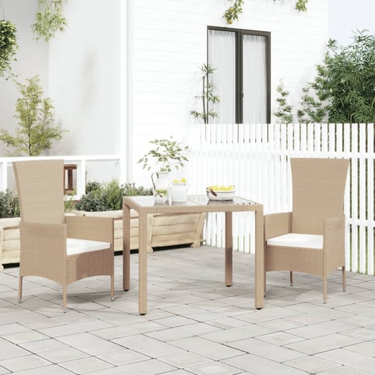 vidaXL Krzesła ogrodowe z poduszkami, 2 szt., polirattan, beżowe vidaXL