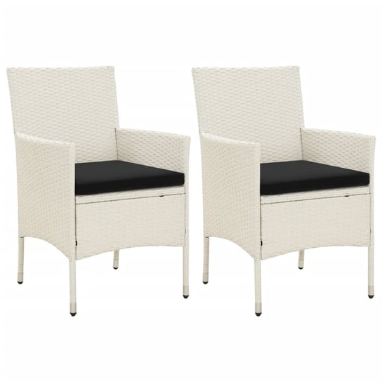 vidaXL Krzesła ogrodowe z poduszkami, 2 szt., polirattan, białe vidaXL
